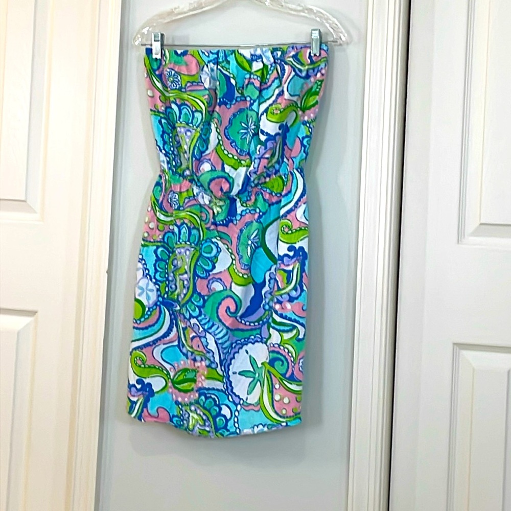 Lilly Pulitzer cotton bandeau pull on dress